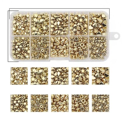 WiseGoods Premium Kralenset Goud - Sieraden Maken - Armbandjes / Kettingen - Kralen Set - Diverse Maten / Vormen - 50stk
