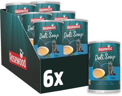 Rosewood Deli Soup Tonijn - Kattensnack in Bouillon - Met Zachte Stukjes Tonijn - 6 x 135 m
