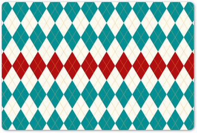 Placemats 45x30 cm - Placemat kunststof - 1 stuk - Illustratie - Ruiten - Rood - Groen - Borden onderleggers - Decoratie voor op tafel - Keuken tafeldecoratie accessoires - Vinyl onderlegger - Tafelversiering