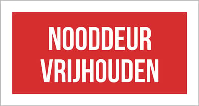 Pictogram/ bord | "Nooddeur vrijhouden" | 30 x 15 cm | Brandweg | Nooduitgang | Brandweer | Branddeur | Noodsituatie | Noodgeval | In nood | Bij brand | Rood | 1 stuk