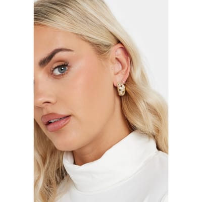 Yours Oorbellen Van Roestvrij Staal Met Gouden Ruitjesmotiefsize One Size