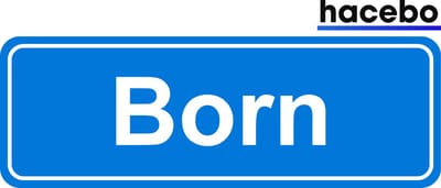 Hacebo - Plaatsnaam Sticker - 29x10 CM - Born sticker - Verkeersborden sticker - grappige cadeaus - Born