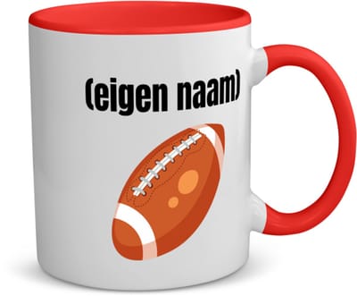 Akyol - rugbybal met eigen naam koffiemok - theemok - rood - Rugby - atleten - iemand die houdt van rugby - verjaardag - cadeau - kado - 350 ML inhoud