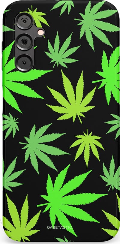 Casetastic Hoesje Geschikt voor Samsung A14 (5G/4G) - Stijlvolle Beschermende Duo-layer Case - Cannabis