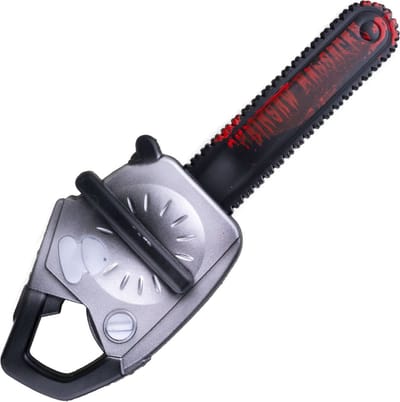Plastic kettingzaag met bloed 45 cm - Halloween/horror verkleedaccessoires - Motorzaag met bloedvlekken