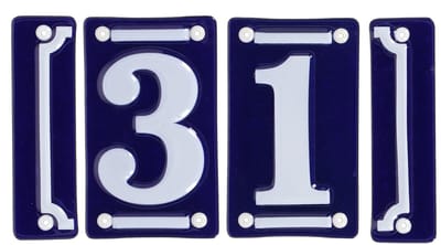 Best for Boots huisnummer 31 met sierrand - Oudhollands - emaille - blauw/wit