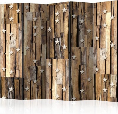 Vouwscherm / Kamerscherm - Houten sterrenstelsel 225x172cm , gemonteerd geleverd, dubbelzijdig geprint