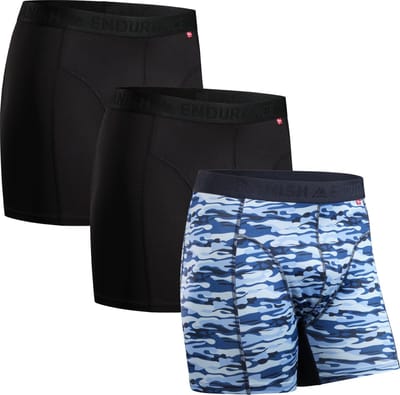 DANISH ENDURANCE Sportonderbroeken Heren - Quick Dry - Sport Boxershorts - 3 pack - Zwart/Camouflage Blauw - Maat XL