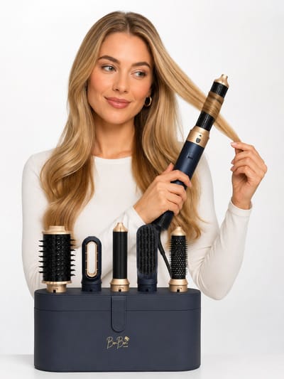 BONBONHAIR Midnight Navy 6 in 1 airstyler/Hairstyler - BONBONHAIR sijltang - haar föhn Airstyler - Krultang 6 in 1 - Multistyler - Föhnborstel - Hairwrap - Krulborstel - Kort & Lang Haar - Heteluchtborstel - limited Edition Cadeau vriendin