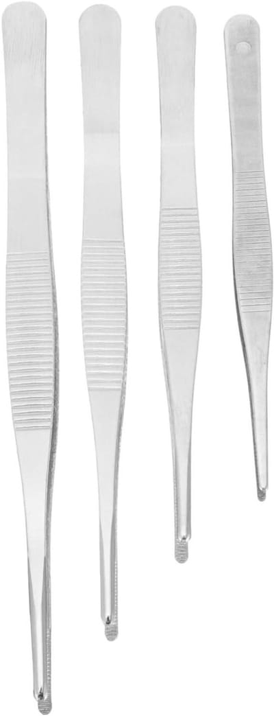 Pincetten Set - Precisie Tangen - Tuin en Aquarium - Gekerfde Tips - 8 Stuks - Zilver