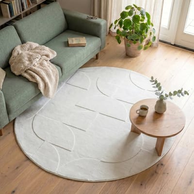 Fraai Rond Scandinavisch vloerkleed - Charm Circles Wit - Ø 120cm