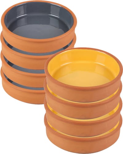 Urban Living Tapas/sauzen/hapjes serveer schaaltjes set - 4x stuks - terracotta - 16 x 4 cm p/st