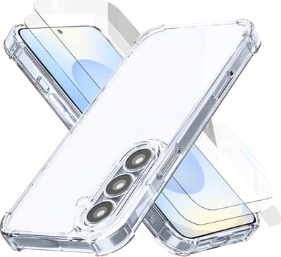 Hoesje geschikt voor Samsung S25 Plus Transparant - 2x screenprotector - beschermglas screen protector- Anti Shock case