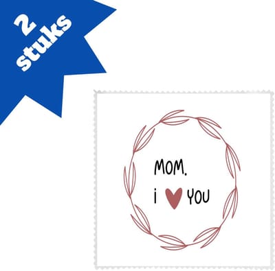 Akyol - mom i love you brillendoekjes - Mama - de liefste moeder - moeder cadeautjes - moederdag - verjaardagscadeau - verjaardag - cadeau - geschenk - kado - gift - moeder artikelen - 17,8 bij 17,8 cm - 2 stuks