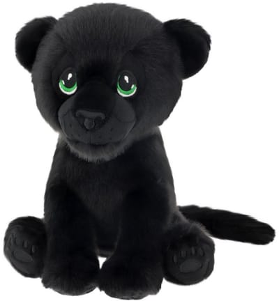 Keel Toys pluche Panter - knuffeldier - zwart - zittend - 23 cm - knuffel Panter - Eco collectie