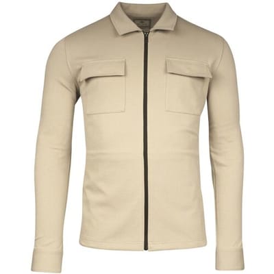 Baileys Vest Sweat Cardigan Overshirt Full Zip Piqué Interlock Beige / male