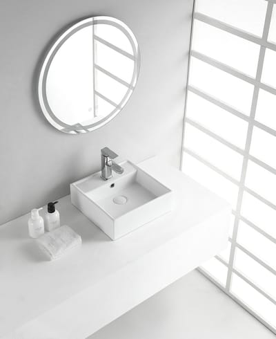 Wiesbaden Larx Waskom 38,5 x 38,5 x 13 cm - Keramiek Glans Wit