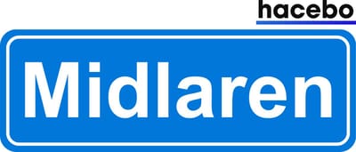 Hacebo - Plaatsnaam Sticker - 29x10 CM - Midlaren sticker - Verkeersborden sticker - grappige cadeaus - Midlaren
