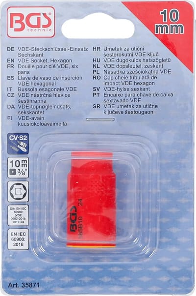 BGS VDE dopsleutel, zeskant - 3/8 - 10 mm