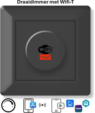 Freelux Draaiknop | Wifi Tuya | led dimmer | 250W/1,1A | Signaal zwart mat gelakt