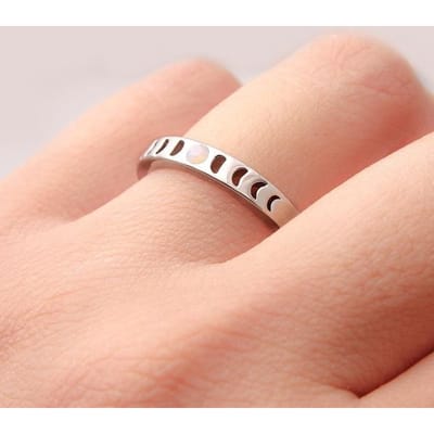 Vintage Maanfase Ringen Fijn Stapelring voor Vrouwen Sieraden Cadeau 8 beige