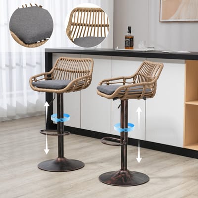 Clruro Eetkamerstoelen - Set van 2 - Stof Gevoerd - Comfortabele Bekleding - Gebogen Houten Poten - Grijs
