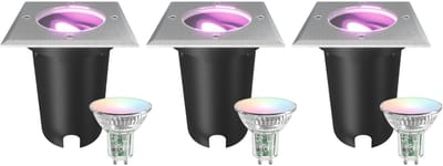 Ledvion Set van 3 LED Grondspot Buiten IP67 4.9W 230V 345Lm GU10 RGB