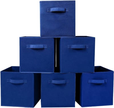 Vouwbare Opbergdozen Set van 6, Donkerblauwe Opbergboxen voor Kleding en Speelgoed, Ruimtebesparend Organiser