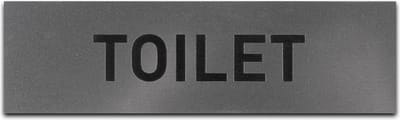 Deurbordje - TOILET - Rechthoek - RVS met Zwart - 45 x 155 mm - WC bordje - WC bord - Deurbord - Zelfklevend