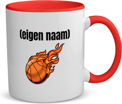 Akyol - basketbal vuur met eigen naam koffiemok - theemok - rood - Basketbal - iemand die op basketbal zit - sport - verjaardag cadeau - kado - bal - wedstrijdsport - 350 ML inhoud