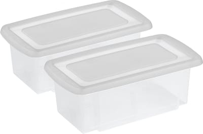 Sunware 2x stuks opslagbox kunststof 7 liter transparant 38 x 21 x 14 cm met afsluitbare deksel