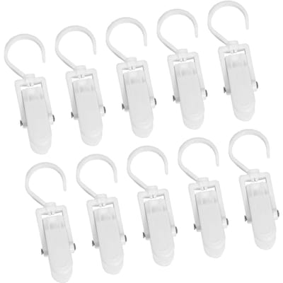 10 stuks Kledinghaak Clips Multifunctioneel Sterk Draagvermogen Draaibaar Plastic Hoed Hangclips voor Sokken Gordijnen Wit wit