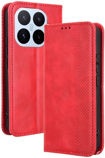 Coverup Hoesje - Geschikt voor Xiaomi 17T Hoesje - Coverup Vintage Style Book Case - Rood