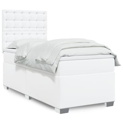 vidaXL - Boxspring - met - matras - kunstleer - wit - 100x200 - cm