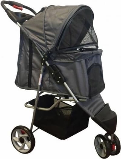 Hondenbuggy Modern - Antraciet Grijs - Inklapbaar - Comfort Huisdieren Wandelwagen Buggy - 3 Wielen - 12kg Draagvermogen