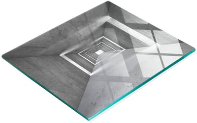Serveerplank van gehard glas met betonmotief, 60x52 cm