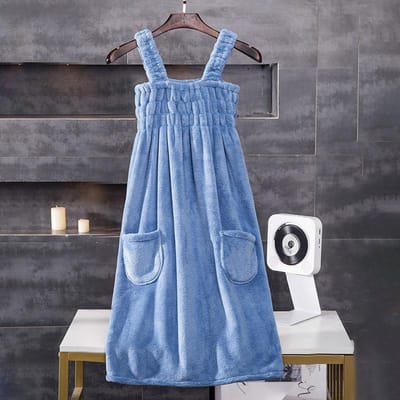 Serviette de bain Ménage Femmes Été Coton Absorbant Peignoir Type Adulte Jupe de Bain bleu