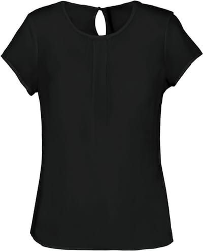 Kariban Damesblouse in crêpe met korte mouwen K5002 - Black - 38 NL (40 FR)
