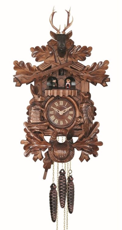 Engstler - 739/8_MT - Koekoeksklok - 8-daags kettinguurwerk - Notenhout - met muziek met dansend paar - 54 cm