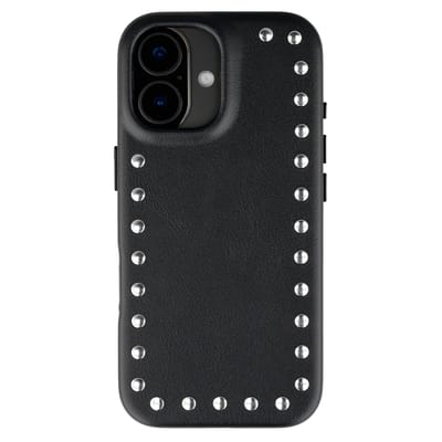 Selencia Hoesje - Geschikt voor Apple iPhone 17 - Studs Backcover geschikt voor MagSafe - Velvet Black