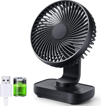 Tafelventilator - 4 snelheden, kantelbaar, USB-voeding, voor thuiswerkplek slaapkamer en kantoor - Donkerblauw