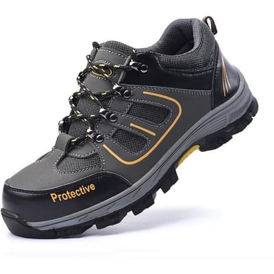 Chaussures de travail pour hommes anti-écrasement et anti-perforation, chaussures de protection à embout en acier, chaussures de travail pour chantier de construction 46