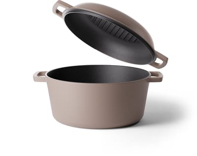 Cook & Pan - Taupe of Mind 2 in 1 Gietijzeren Braadpan - PFAS vrij - Inductie - Non stick - 25 jaar garantie - Taupe