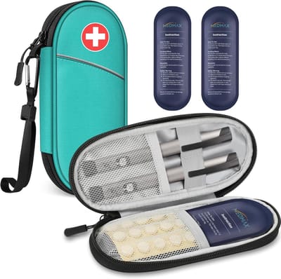 Draagbare Insuline Cooler Travel Case met 2 Ijspakketten - Waterbestendige Geïsoleerde Organizer voor Diabetische Medicatie en Benodigdheden
