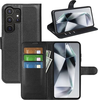 MobyDefend Hoesje - Geschikt voor Samsung Galaxy S25 Ultra - Kunstleren Wallet Book Case (Sluiting Voorkant) - Zwart