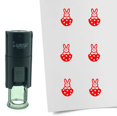 CombiCraft Stempel Paashaas in ei 10mm rond - rode inkt