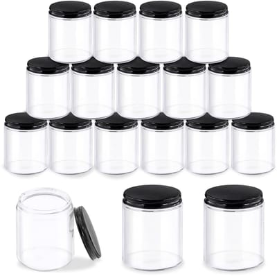 8 stuks 240 ml potten met deksel, ronde, transparante potten met binnenvoering en zwarte deksel voor het bewaren van crèmes, schoonheidsproducten, cosmetica en zalven