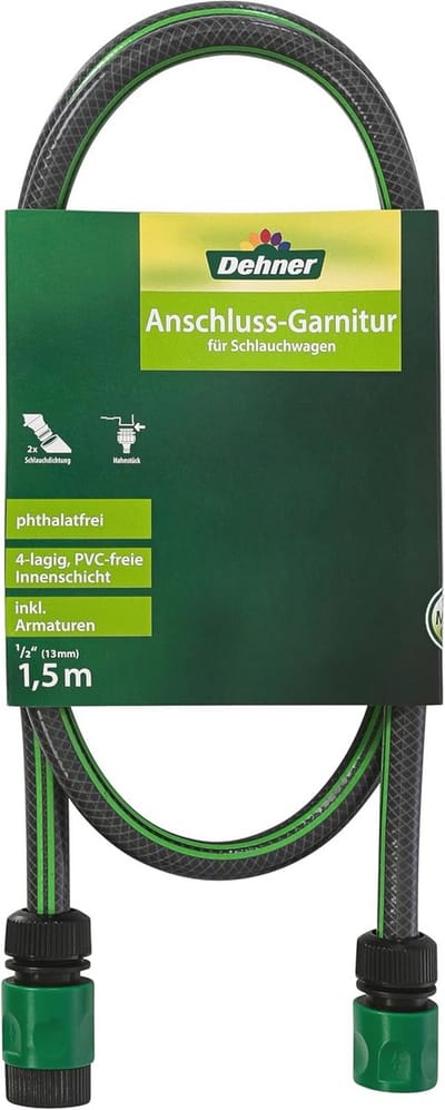 Aansluitset voor slangwagen 1,5 m 1/2 inch PVC