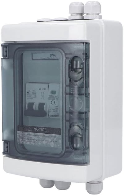 PV Combineerdoos - Zonne-energie Box - Energie Opwekking - Met Bliksembeveiliging - 40A Stroomonderbreker - Grijs