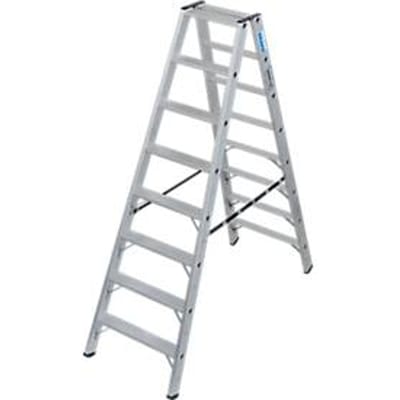 KRAUSE STABILO dubbele trap 2x8, 225 kg, 80 mm D-treden, tweezijdige toegang, aluminium verbindingen, SafetyCap